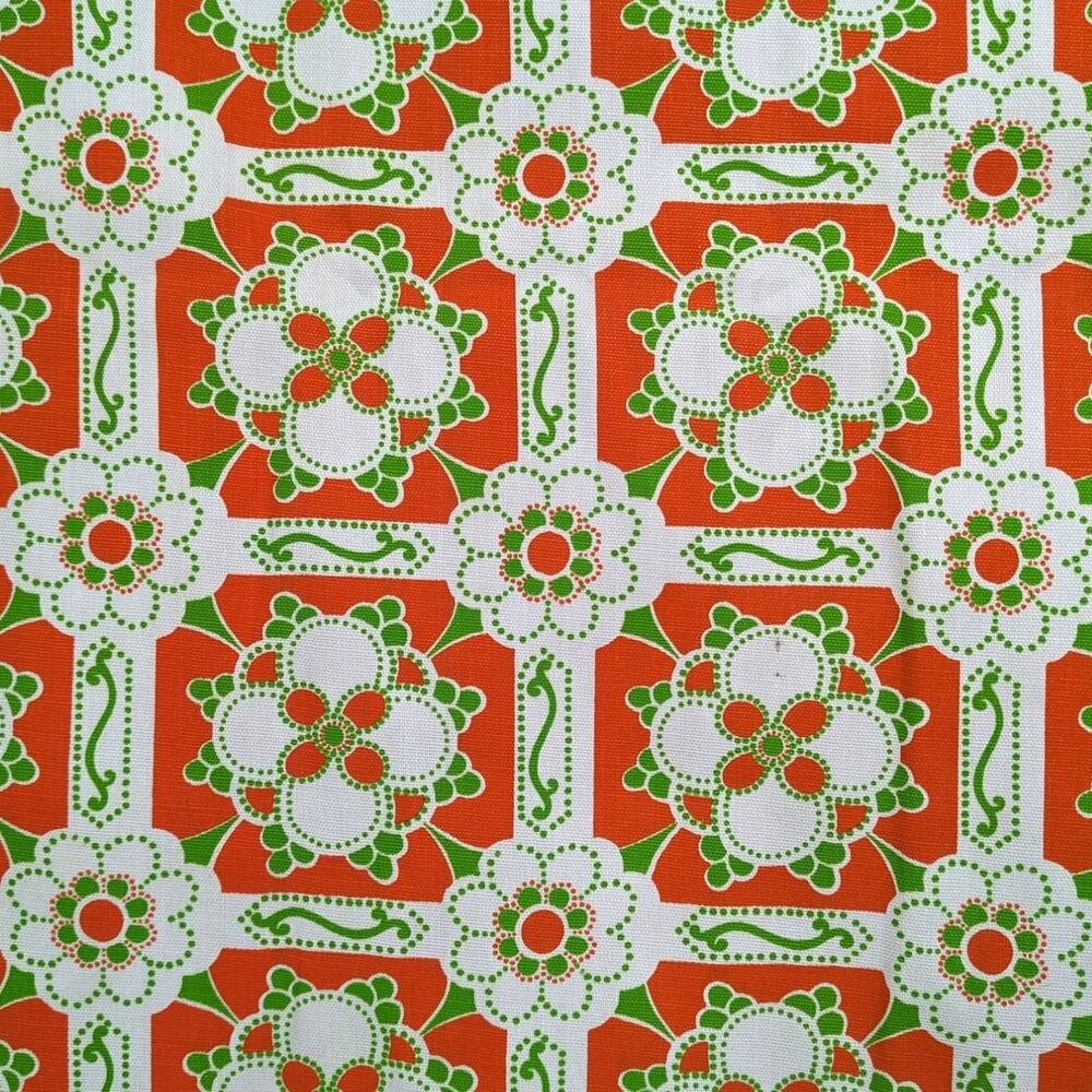 5 Yards Vintage 1960's Retro Wallpaper Medallion Cotton Canvas Upholstery Fabric